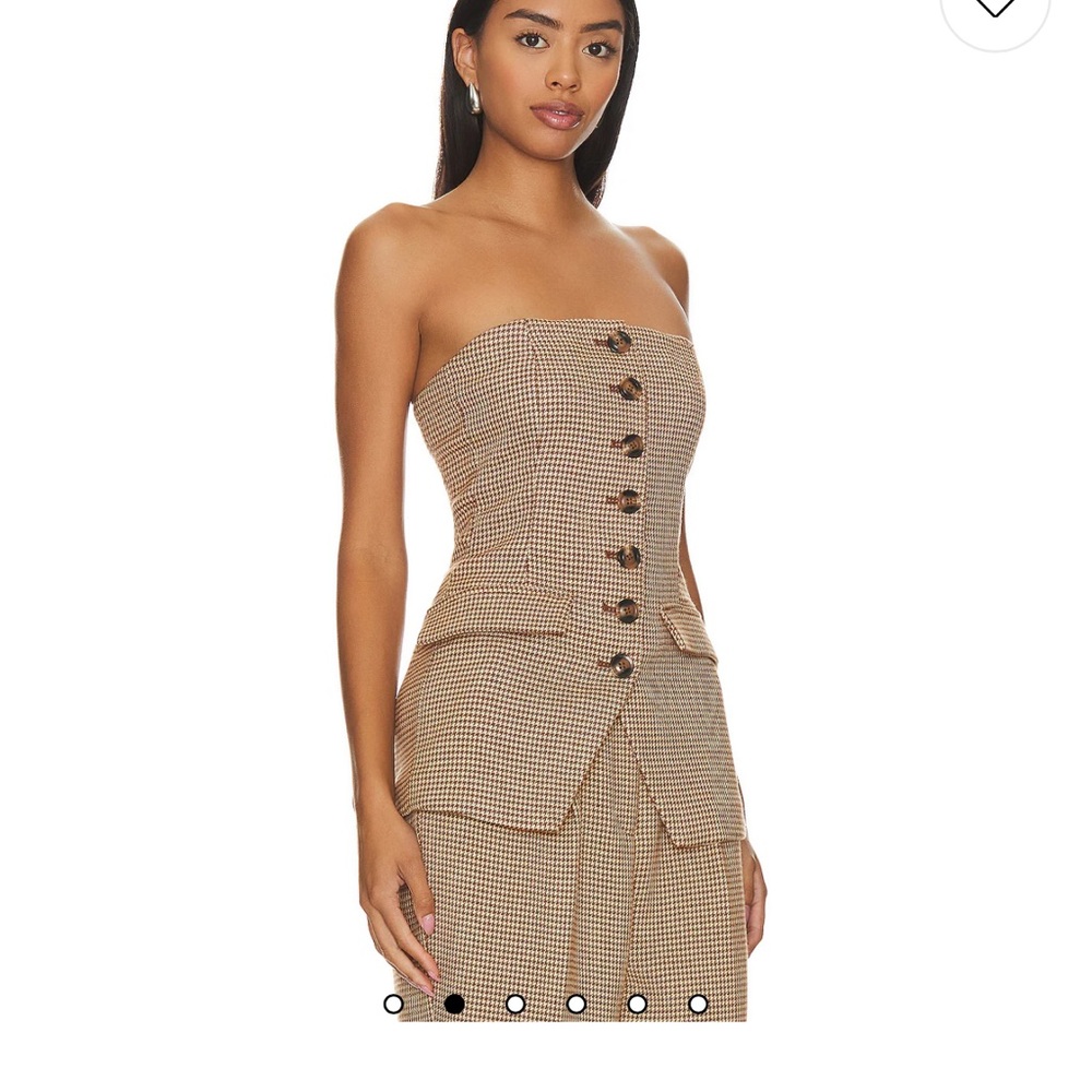 Favorite Daughter Bustier in Toffee Houndshooth - Picture 2 of 8